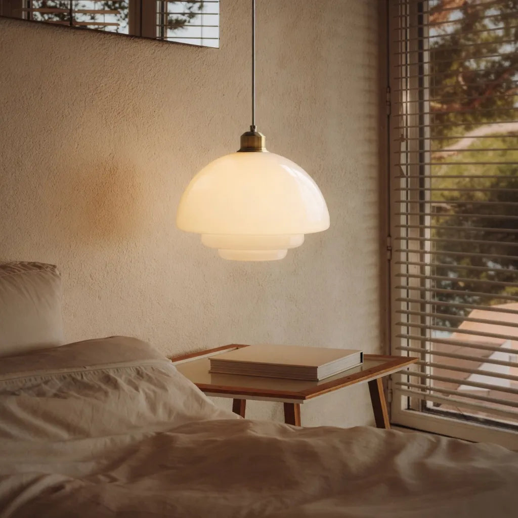 Pendant Light with Layered Opal Glass and Soft Ambient Glow
