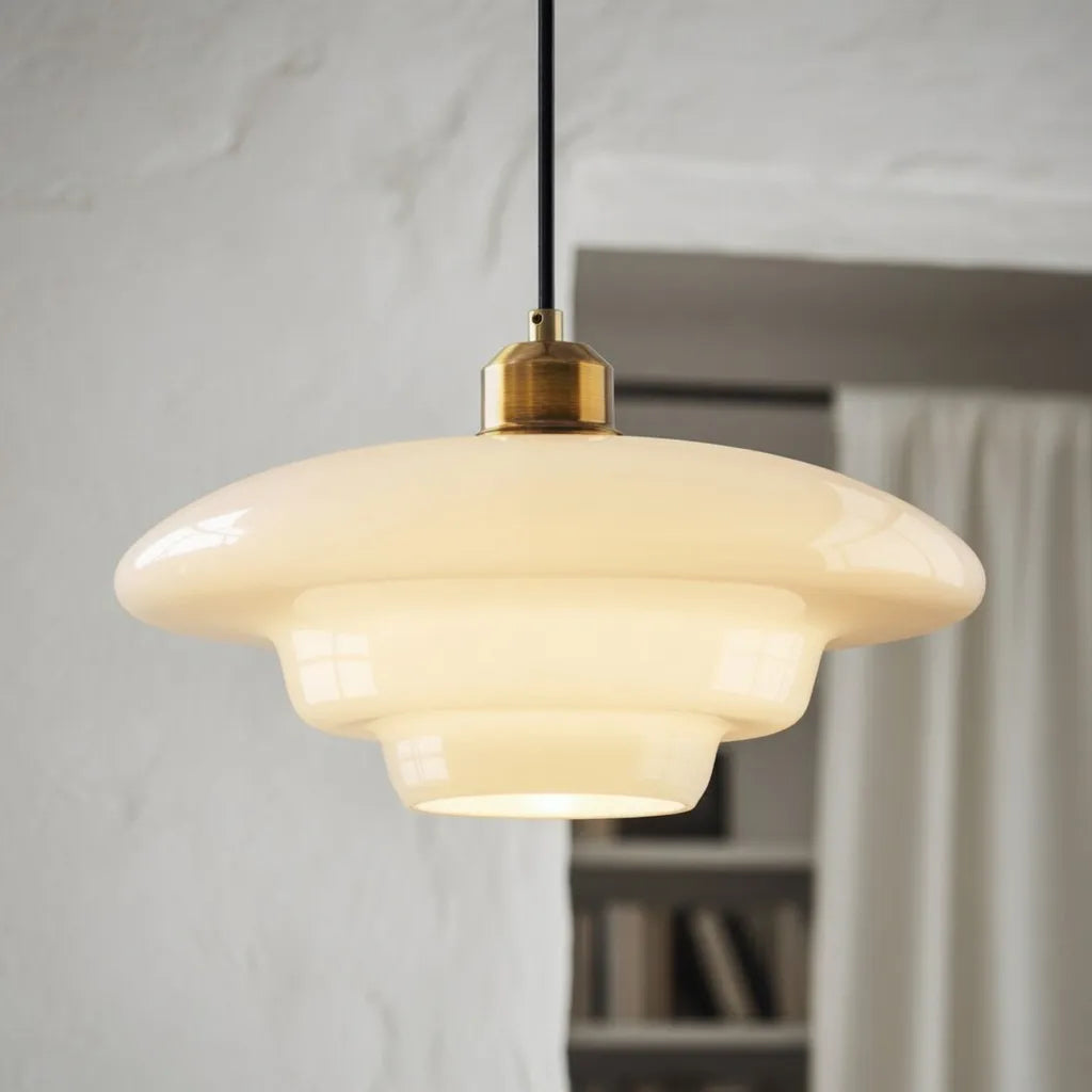 Pendant Light with Layered Opal Glass and Soft Ambient Glow