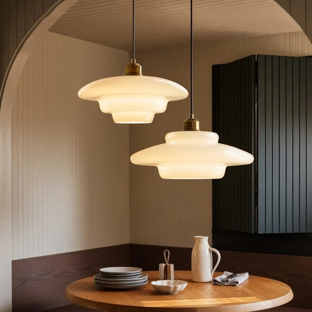 Pendant Light with Layered Opal Glass and Soft Ambient Glow