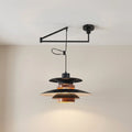 Pendant Light with Adjustable Arm and Layered Metal Shades