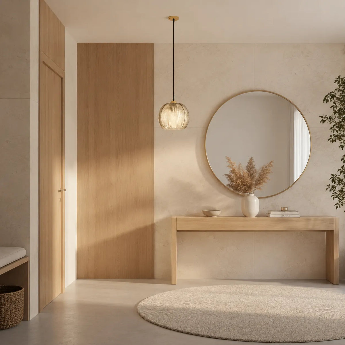 Pendant Light with Leaf-Pattern Glass and Soft Ambient Illumination