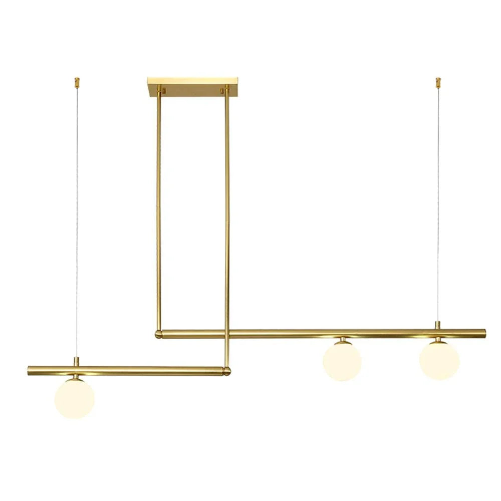 Lineare Pendelleuchte für das Esszimmer mit modernen Glaskugeln im Mid-Century-Stil