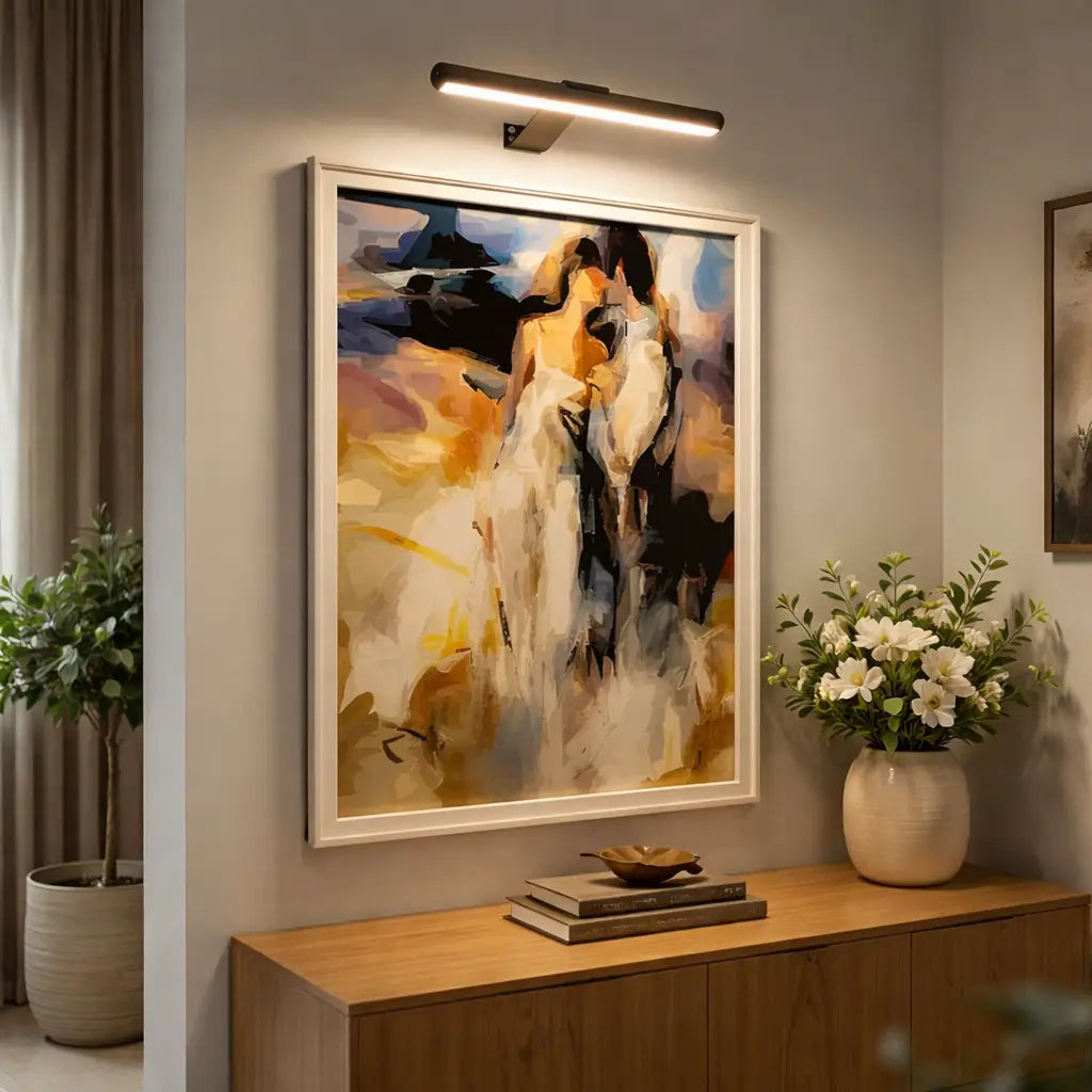 Wireless Picture Light with Rechargeable Battery and Adjustable Head for Artwork Display