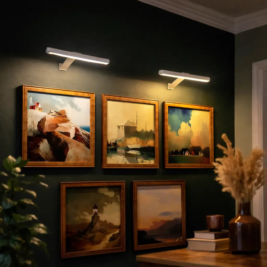Wireless Picture Light with Rechargeable Battery and Adjustable Head for Artwork Display