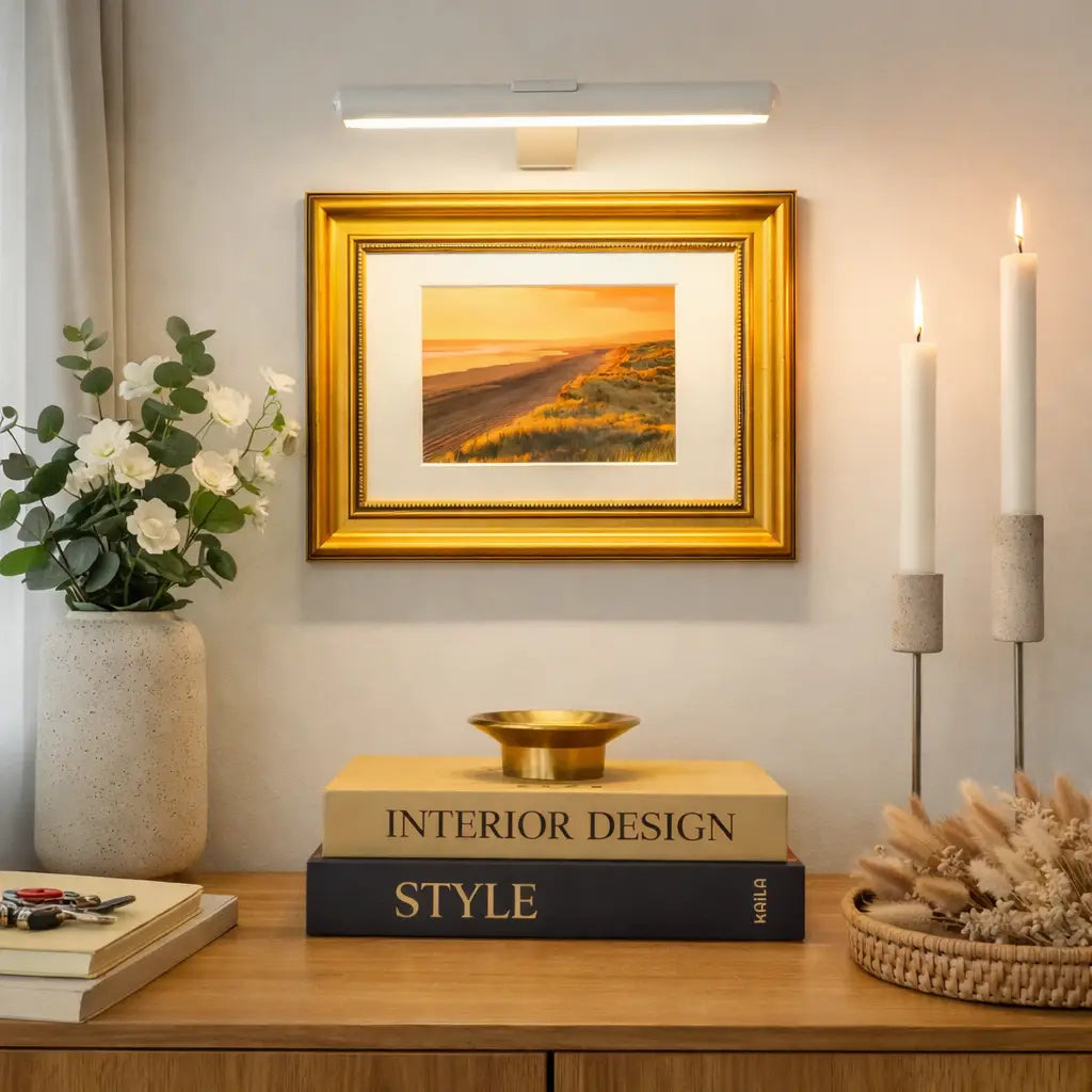 Wireless Picture Light with Rechargeable Battery and Adjustable Head for Artwork Display