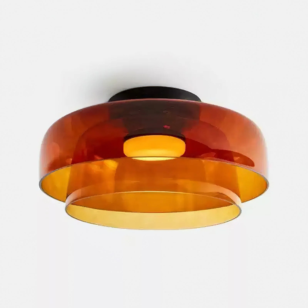 Plafonnier LED avec abat-jour en verre stratifié, style mi-siècle, pour chambre et couloir