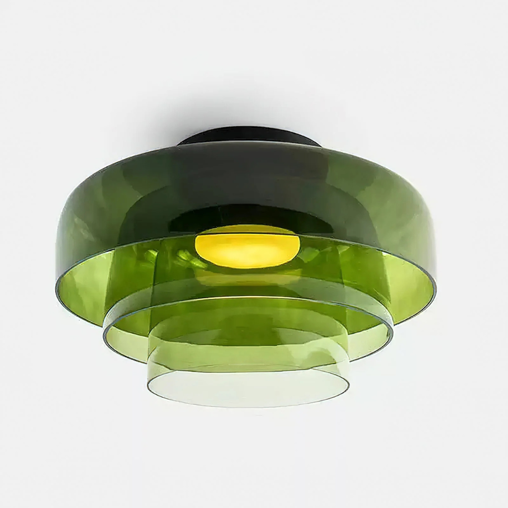 Plafonnier LED avec abat-jour en verre stratifié, style mi-siècle, pour chambre et couloir