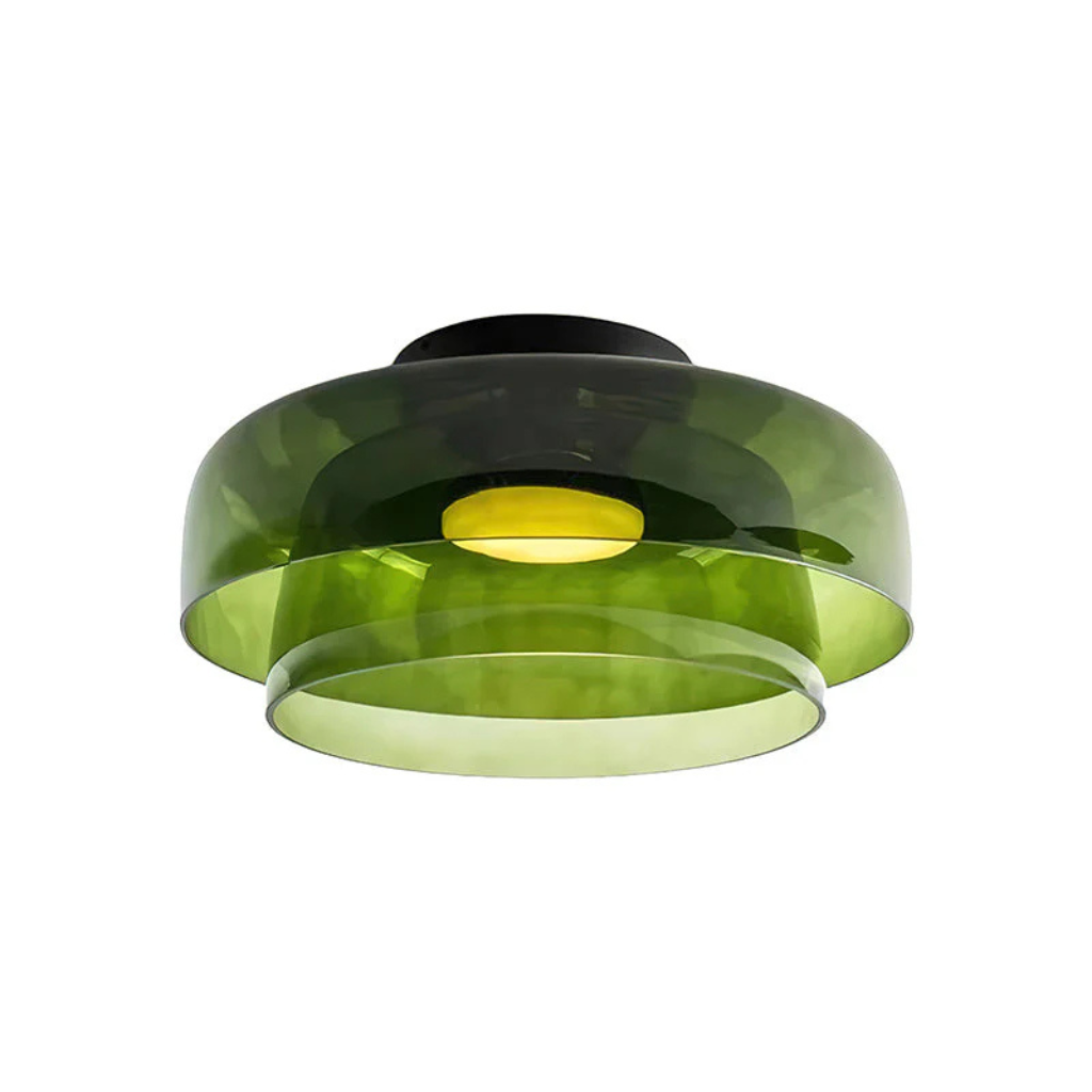 Plafonnier LED avec abat-jour en verre stratifié, style mi-siècle, pour chambre et couloir