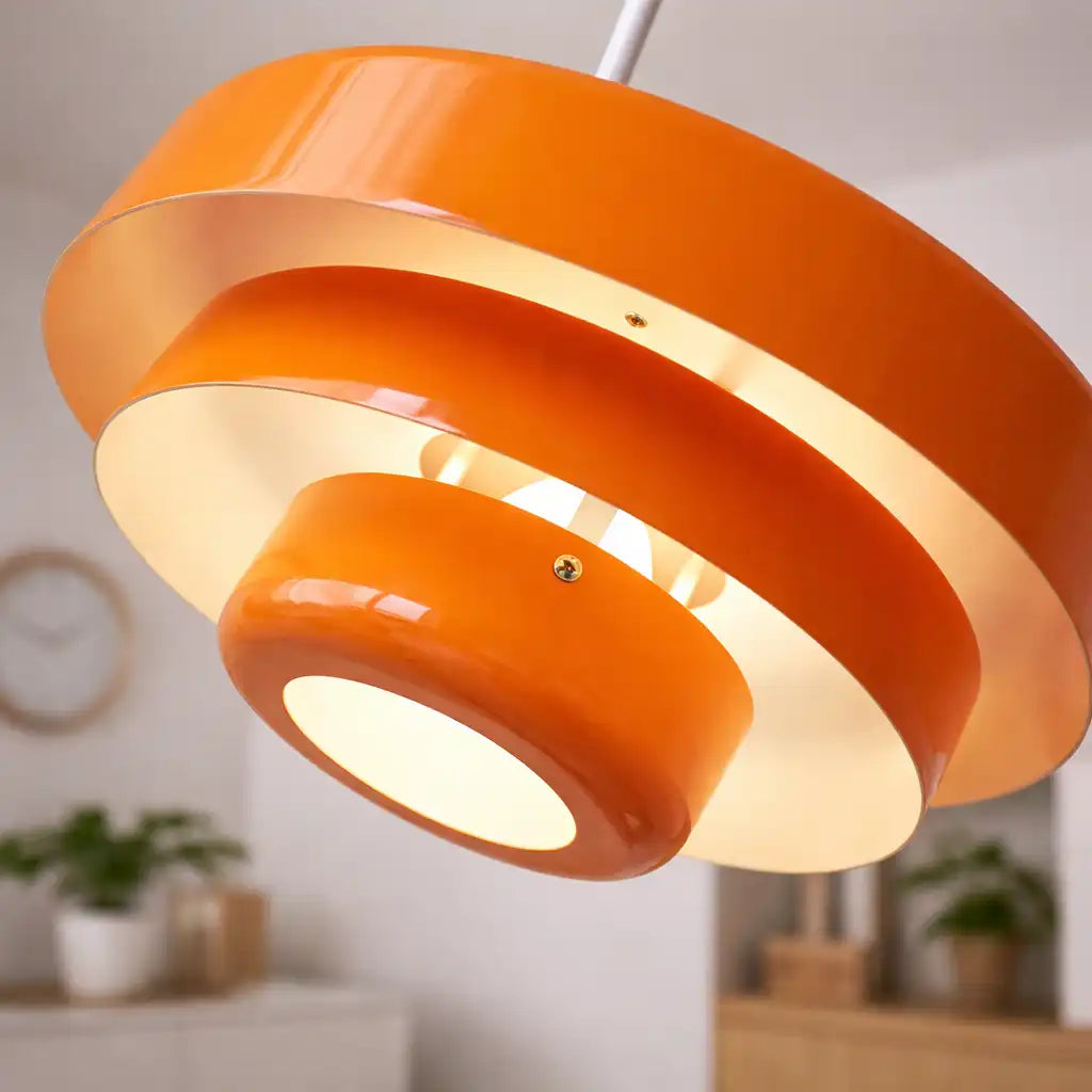 Pendelleuchte mit verstellbarer Aufhängung und modernem Mid-Century-Eisenschirm