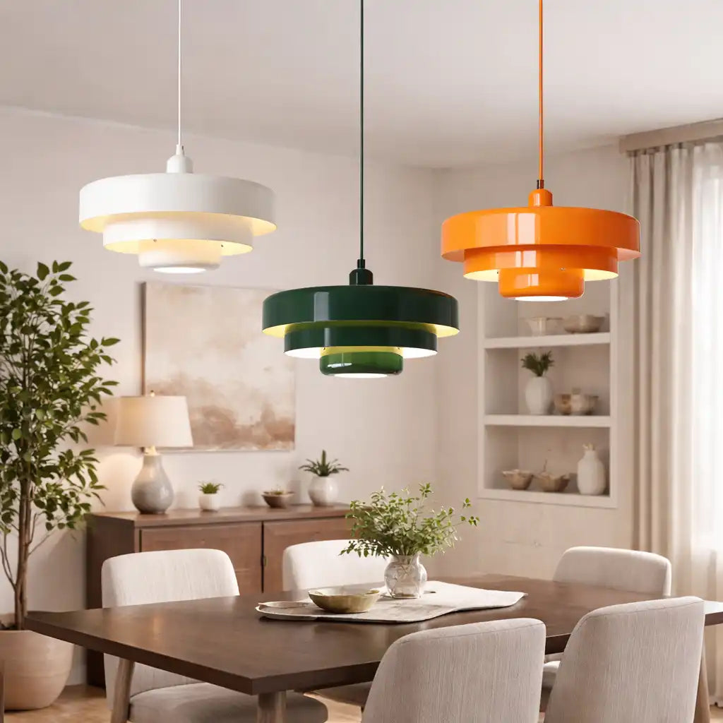 Pendelleuchte mit verstellbarer Aufhängung und modernem Mid-Century-Eisenschirm
