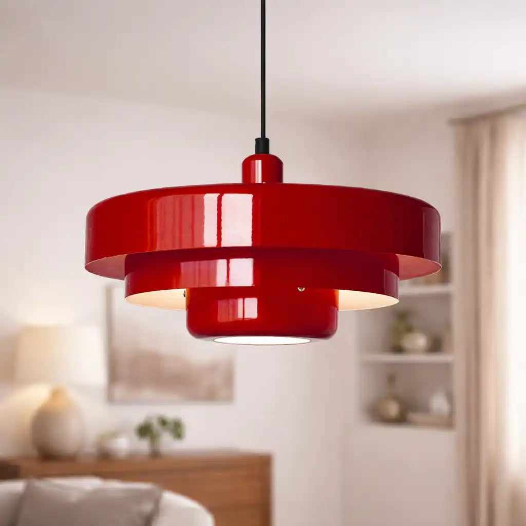 Pendelleuchte mit verstellbarer Aufhängung und modernem Mid-Century-Eisenschirm