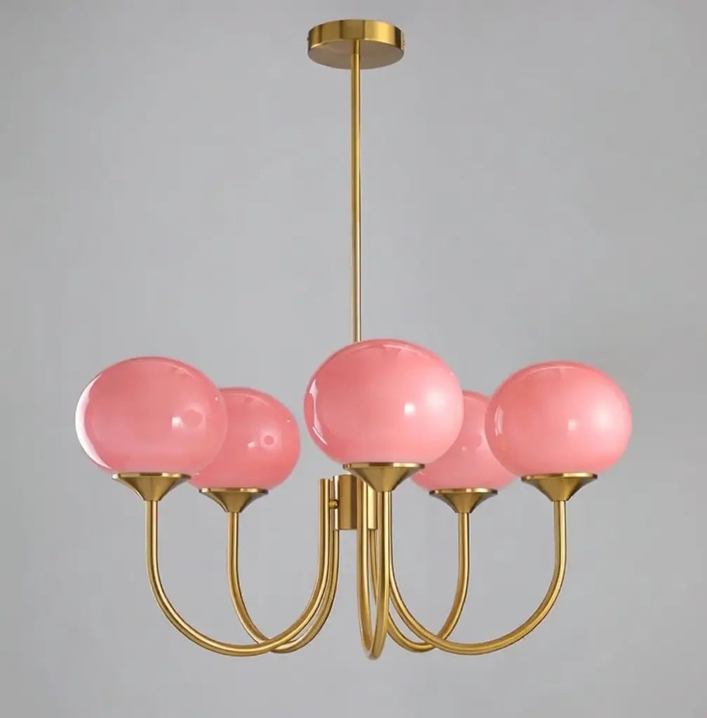 Glasblasen-Kronleuchter mit skulpturalen, mundgeblasenen Schirmen und modernem Lichtdesign