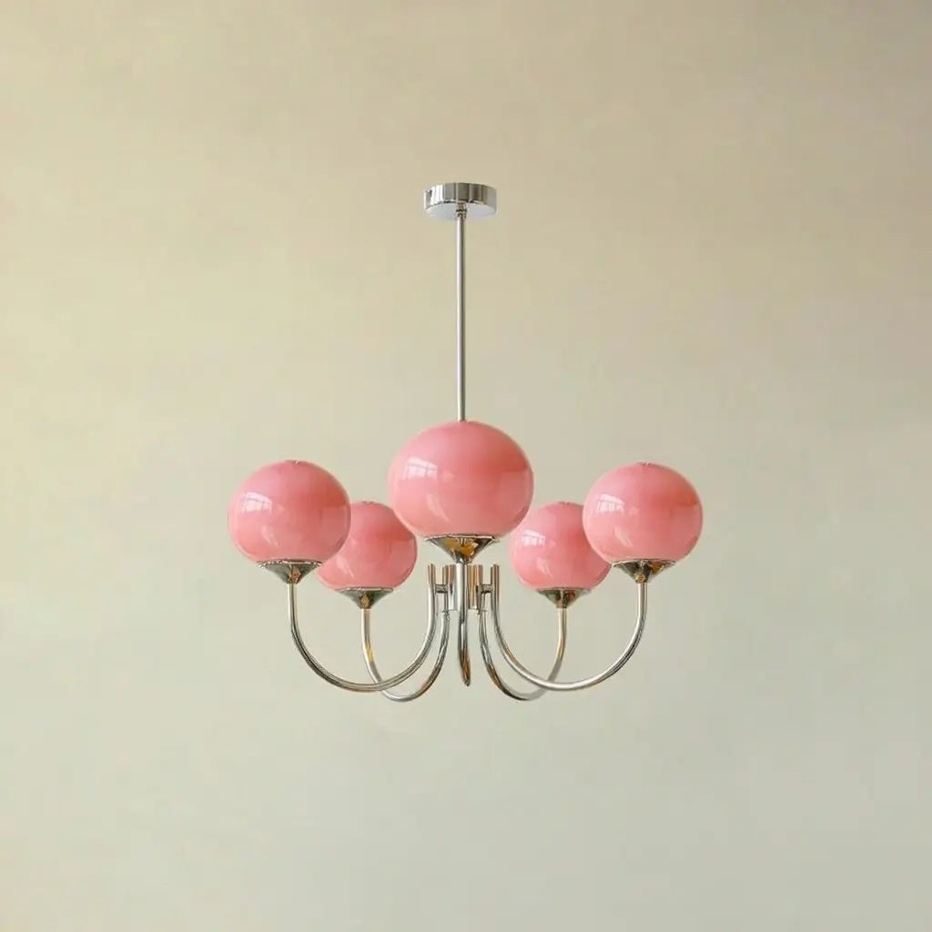 Glasblasen-Kronleuchter mit skulpturalen, mundgeblasenen Schirmen und modernem Lichtdesign