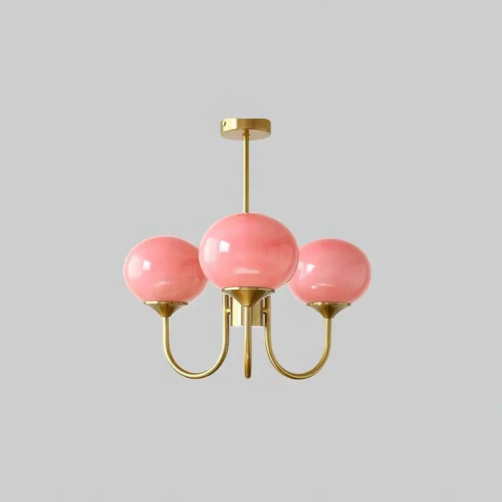 Glasblasen-Kronleuchter mit skulpturalen, mundgeblasenen Schirmen und modernem Lichtdesign
