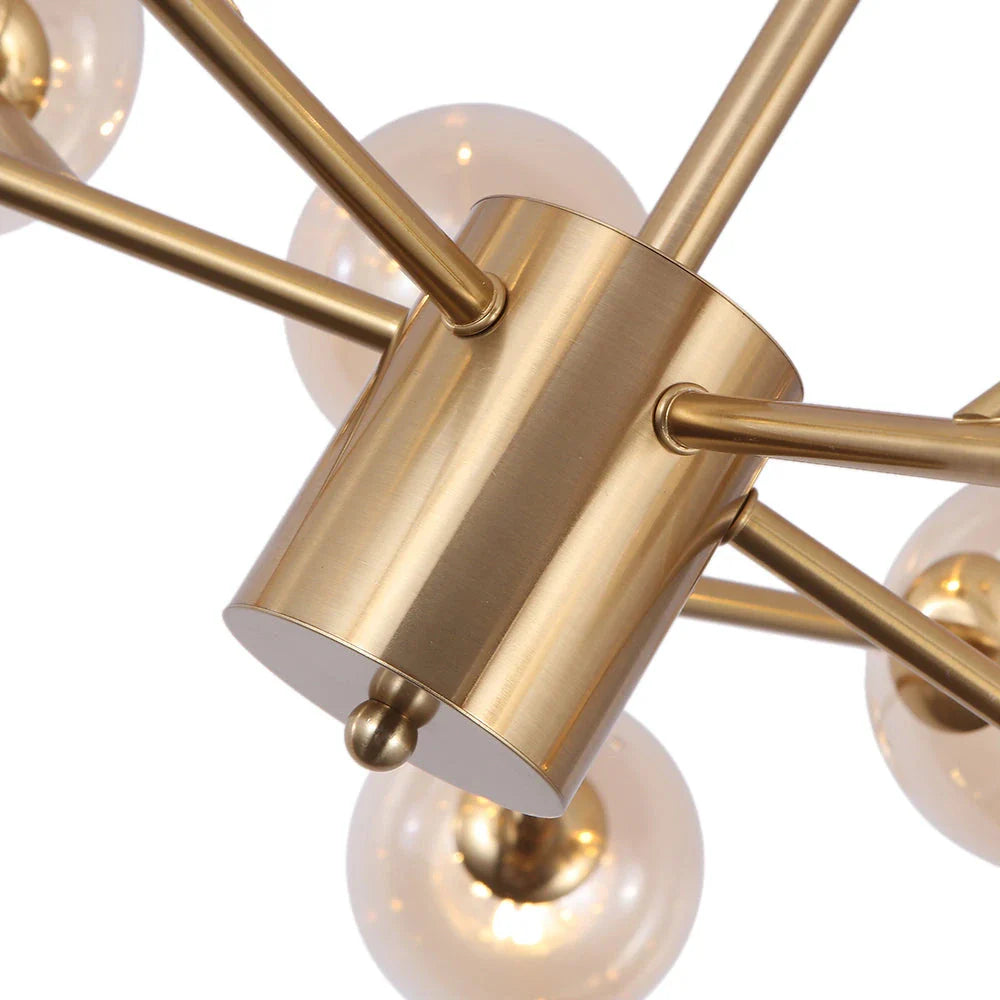 Chandelier Mid-Century 15-Light Glass Globe Sputnik with Spherical Center