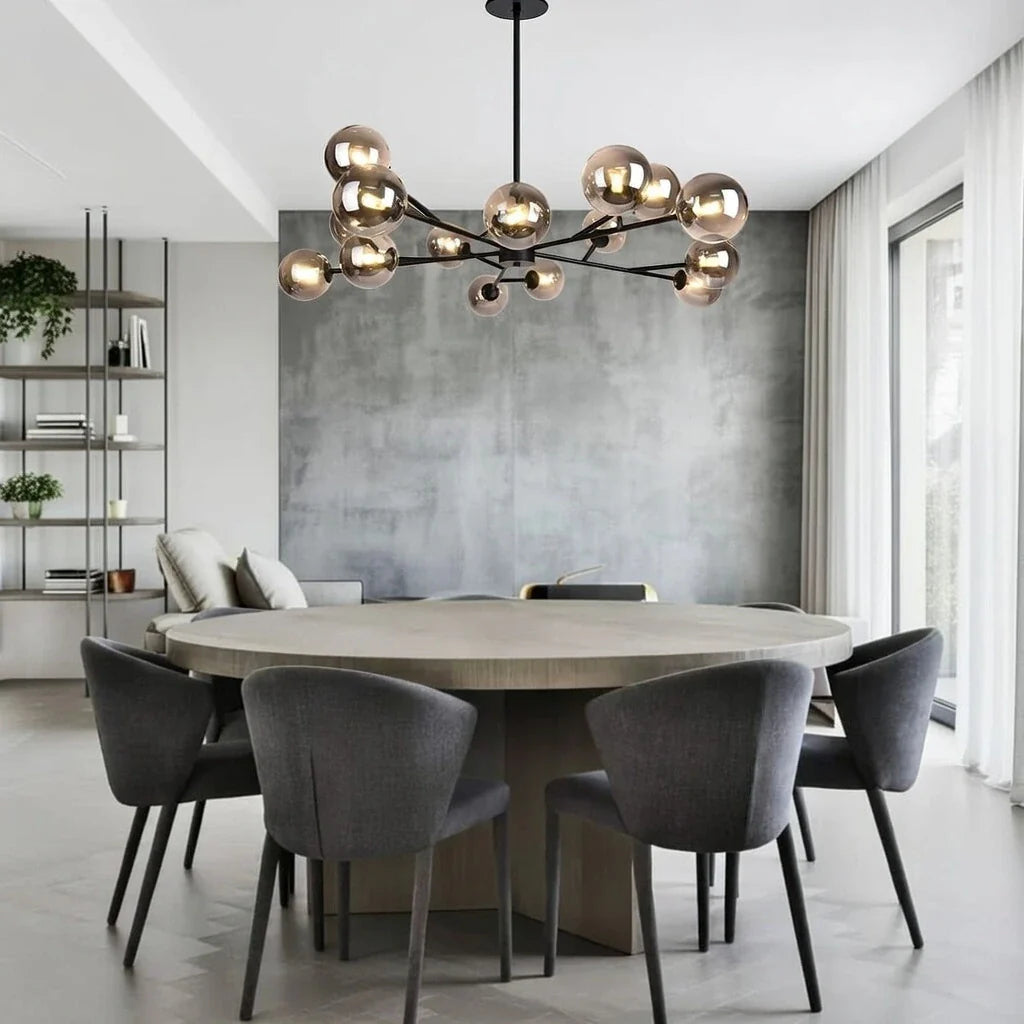 Chandelier Mid-Century 15-Light Glass Globe Sputnik with Spherical Center