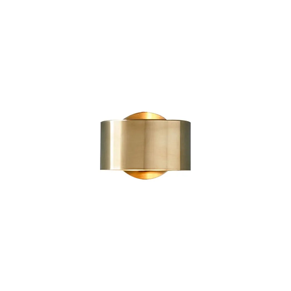 Wall Sconce Lamp with Mid Century Modern Gold Ring Design and Sculptural Circular Profile