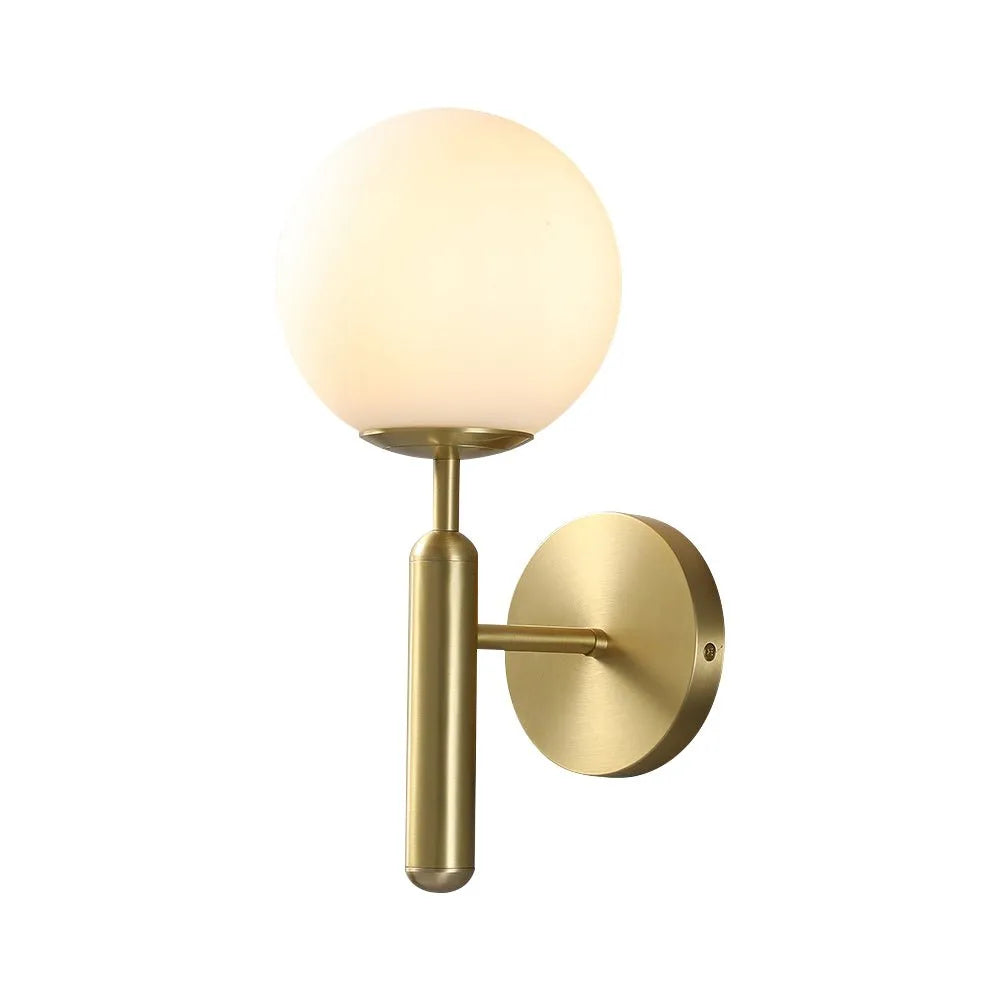 Lounge Wall Lights with Frosted Glass Globe and Mid-Century Metal Arm