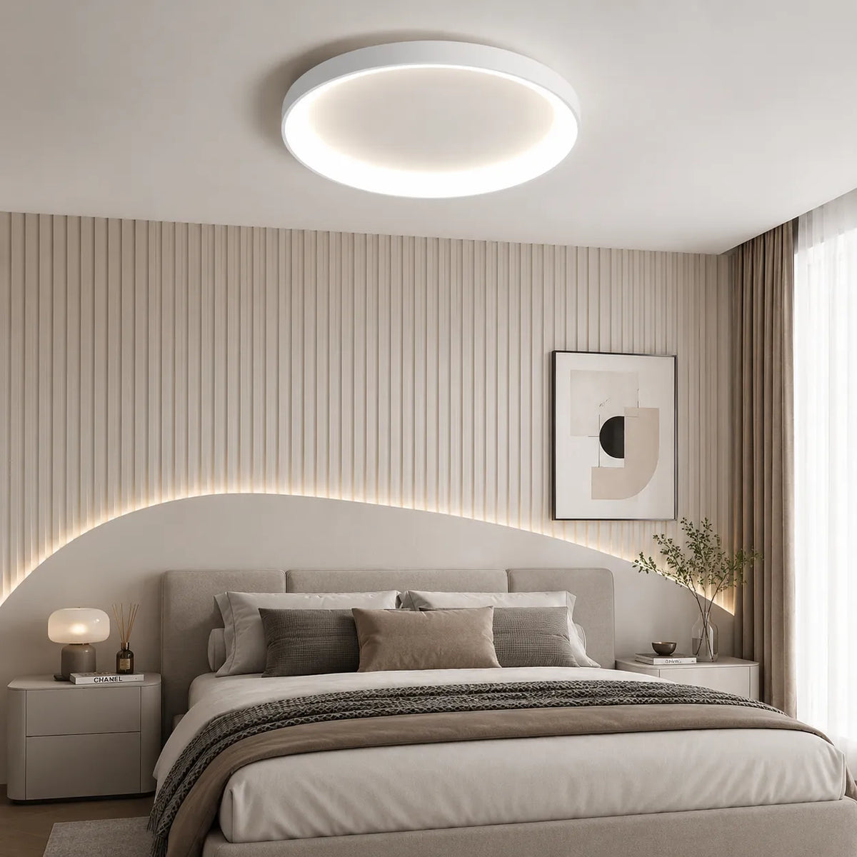 LED Oyster Light with Ring Design Flush Mount Ceiling Light for Bedroom Dining Room