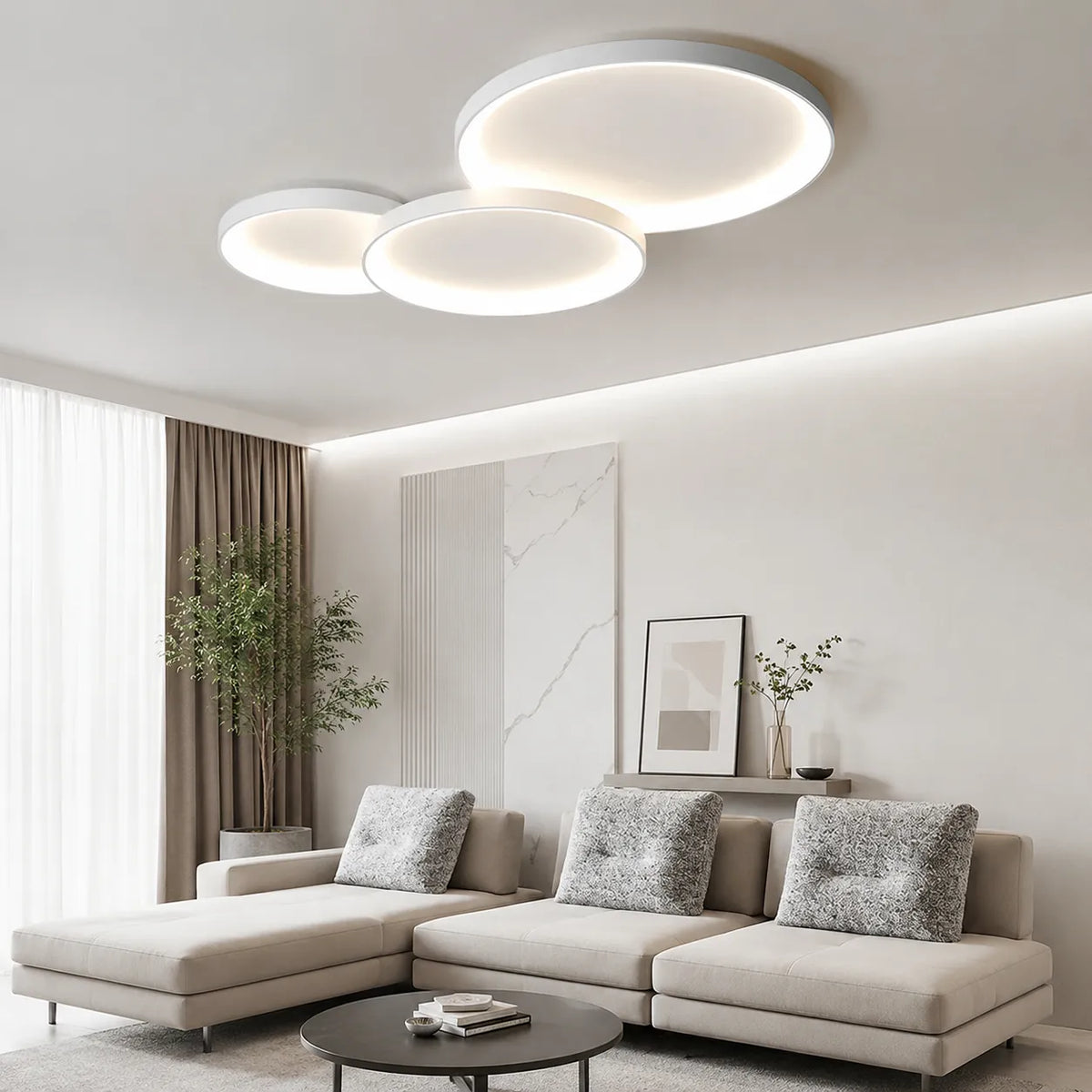 LED Oyster Light with Ring Design Flush Mount Ceiling Light for Bedroom Dining Room