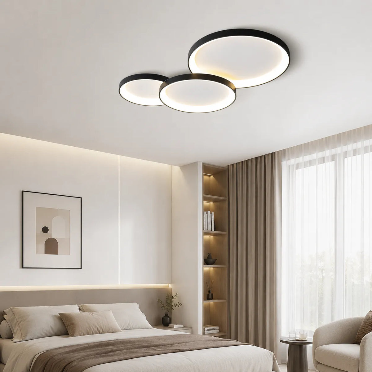 LED Oyster Light with Ring Design Flush Mount Ceiling Light for Bedroom Dining Room