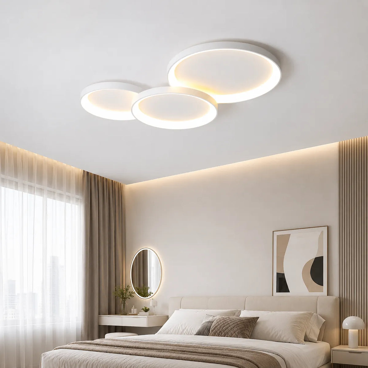 LED Oyster Light with Ring Design Flush Mount Ceiling Light for Bedroom Dining Room