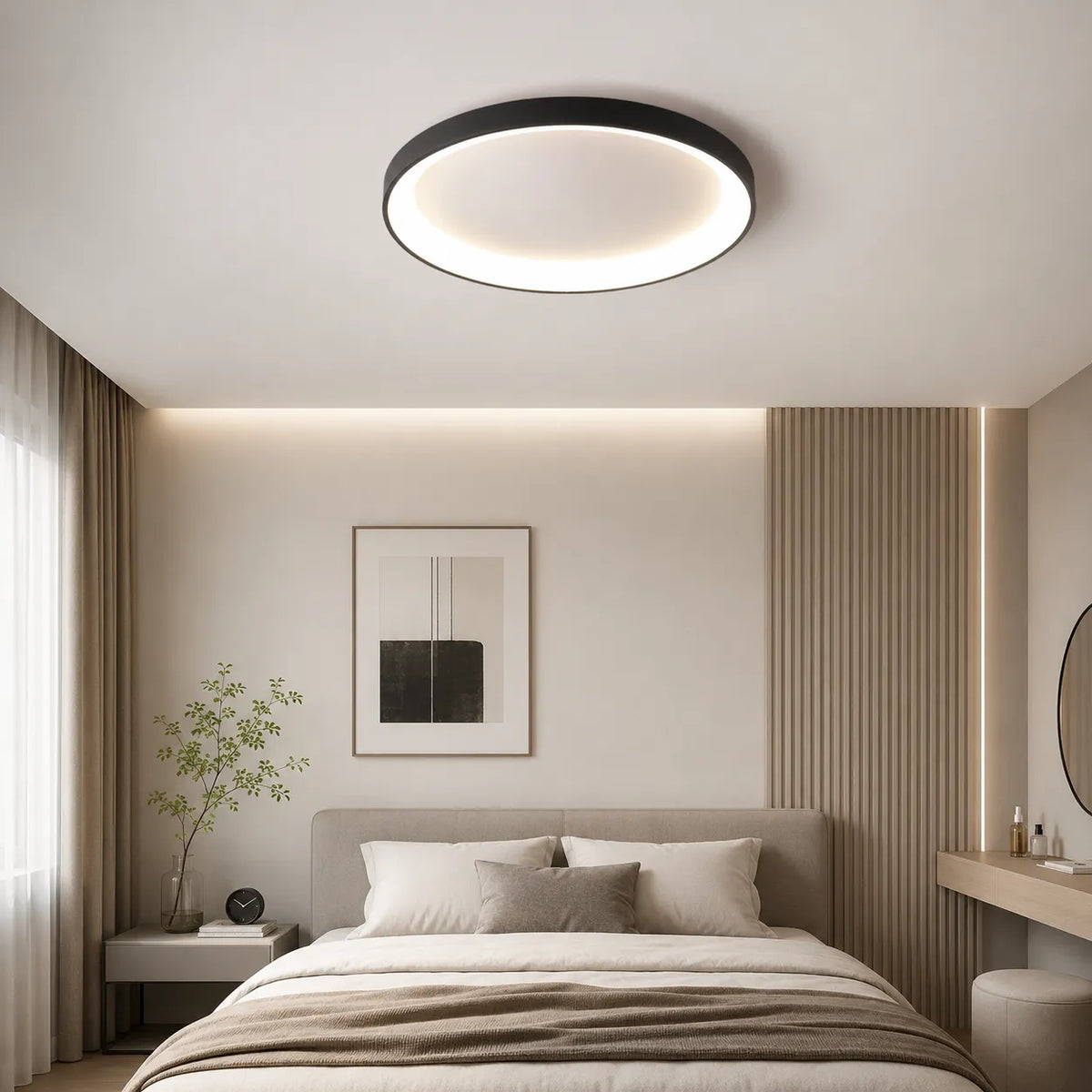 LED Oyster Light with Ring Design Flush Mount Ceiling Light for Bedroom Dining Room