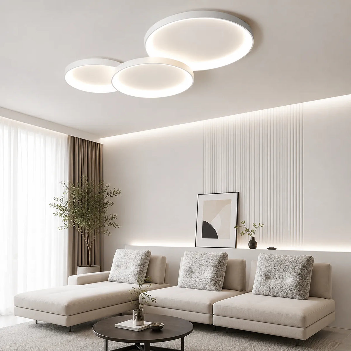 LED Oyster Light with Ring Design Flush Mount Ceiling Light for Bedroom Dining Room