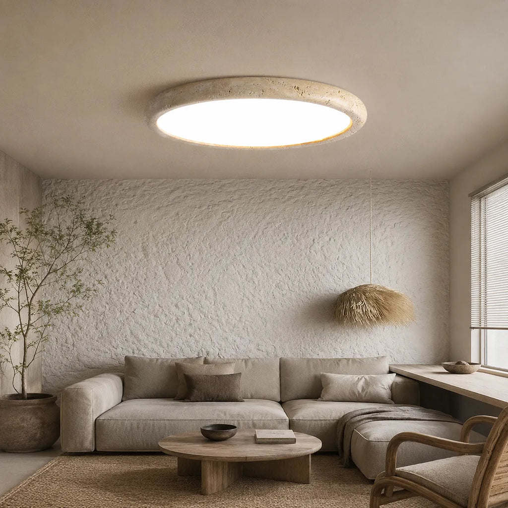 Deckenleuchte mit rundem Travertinstein für Küche, Schlafzimmer und Wohnzimmer