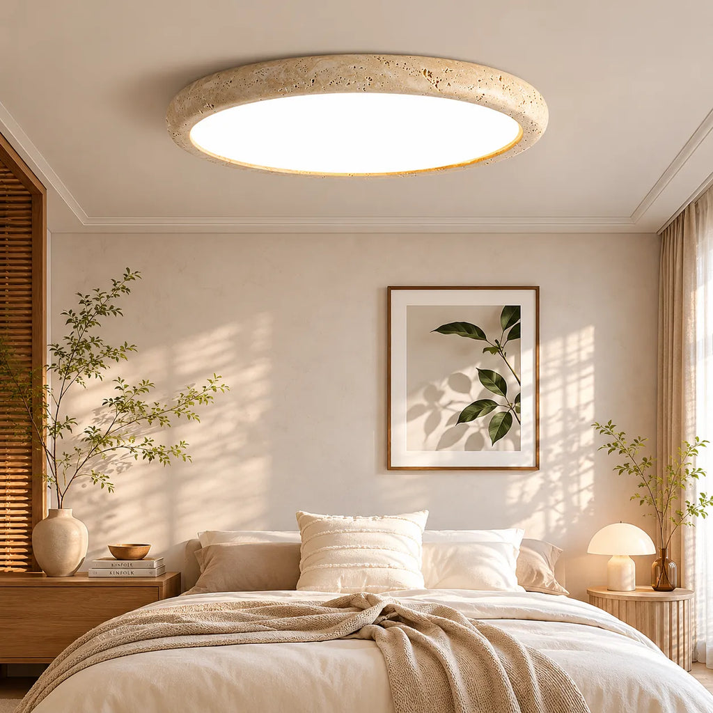 Deckenleuchte mit rundem Travertinstein für Küche, Schlafzimmer und Wohnzimmer