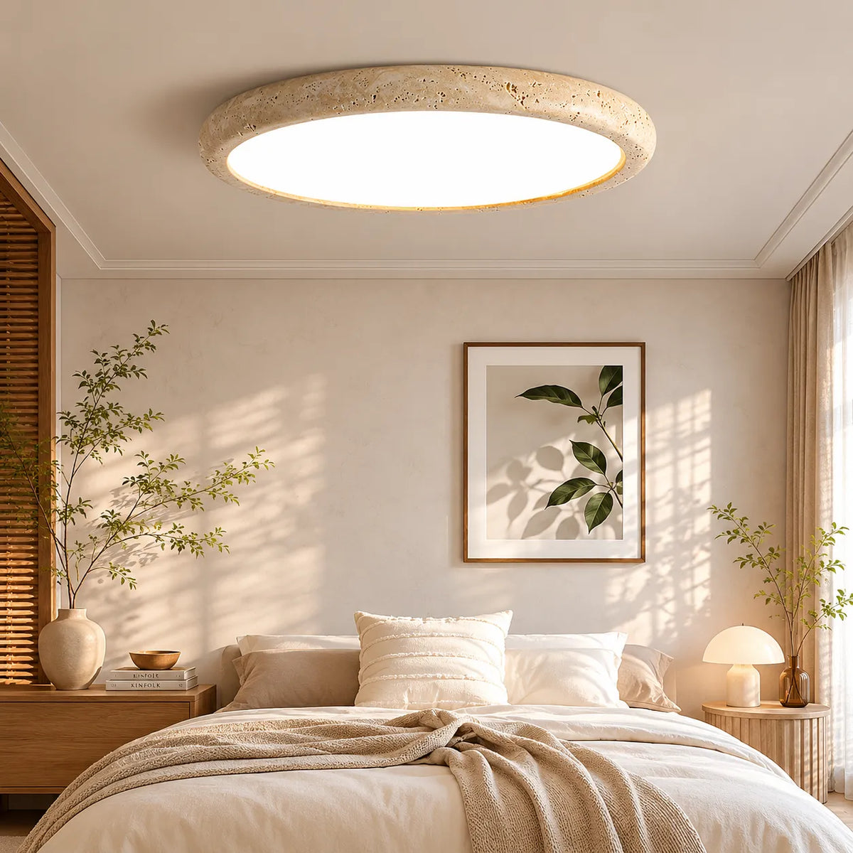 Deckenleuchte mit rundem Travertinstein für Küche, Schlafzimmer und Wohnzimmer