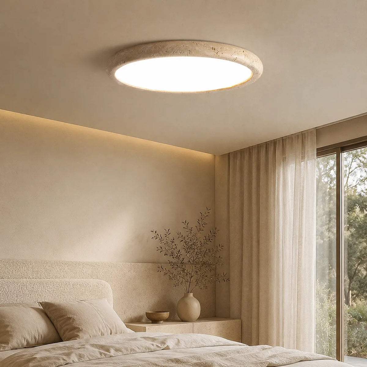 Deckenleuchte mit rundem Travertinstein für Küche, Schlafzimmer und Wohnzimmer
