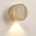 Travertine Minimalist Wall Light with Soft Downlight and Rounded Stone Form