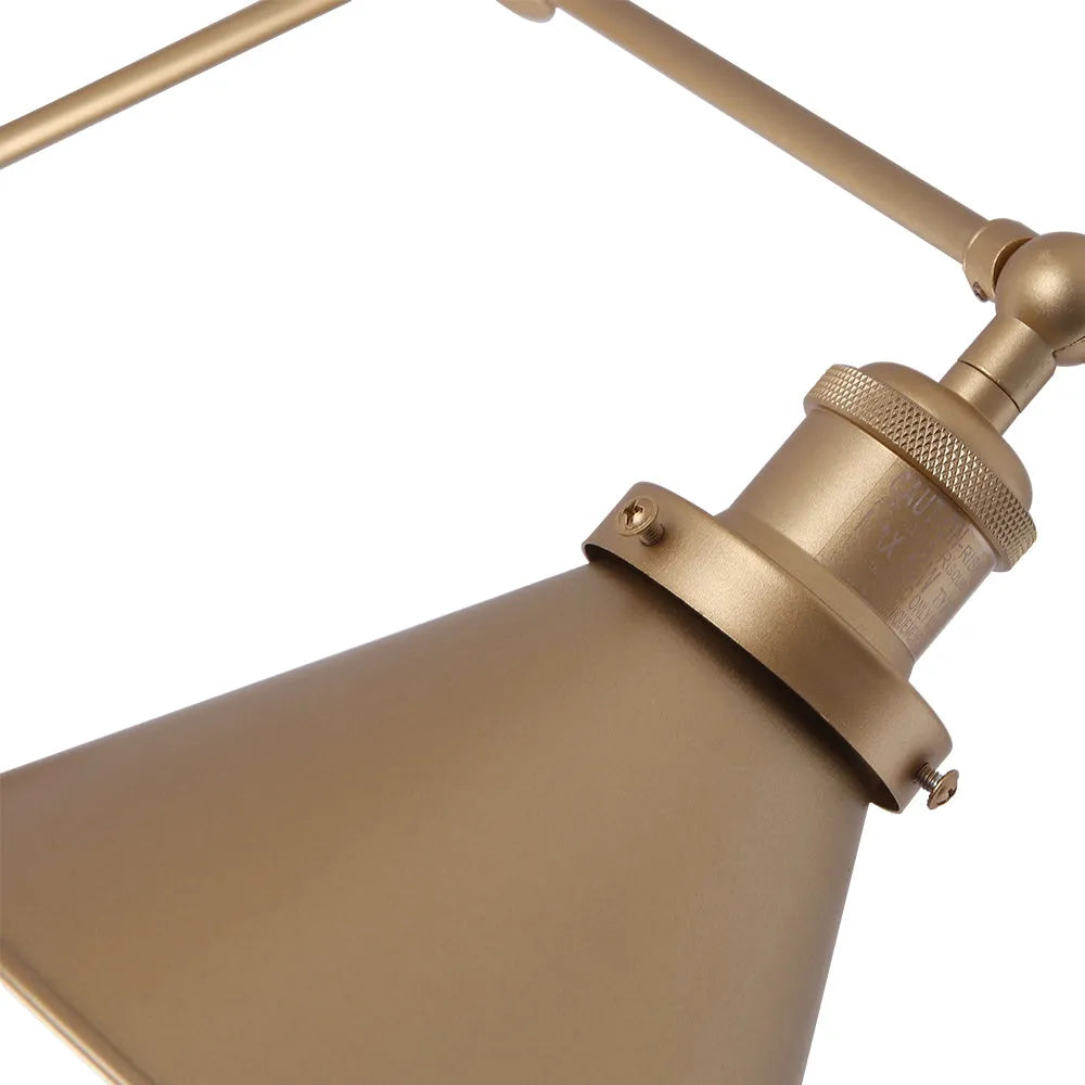 Plug in Wall Lights with Adjustable Swing Arm and Directional Cone Shade for Bedside Reading