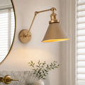 Plug in Wall Lights with Adjustable Swing Arm and Directional Cone Shade for Bedside Reading