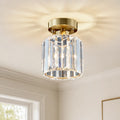 Plafonnier semi-affleurant moderne en cristal à facettes pour cuisine, chambre, salon ou salle à manger