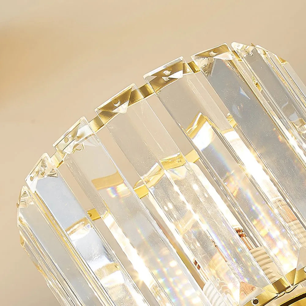 Plafonnier semi-affleurant moderne en cristal à facettes pour cuisine, chambre, salon ou salle à manger