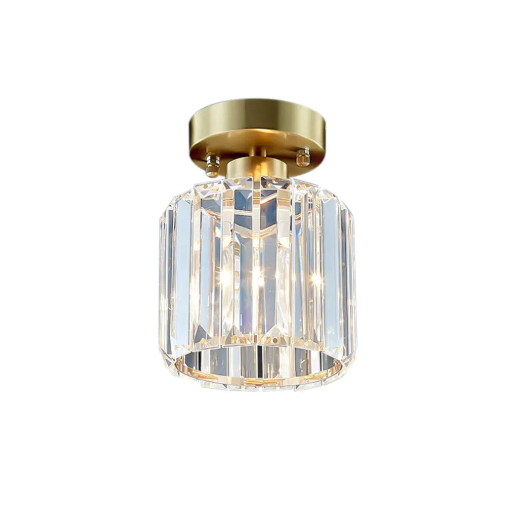 Plafonnier semi-affleurant moderne en cristal à facettes pour cuisine, chambre, salon ou salle à manger