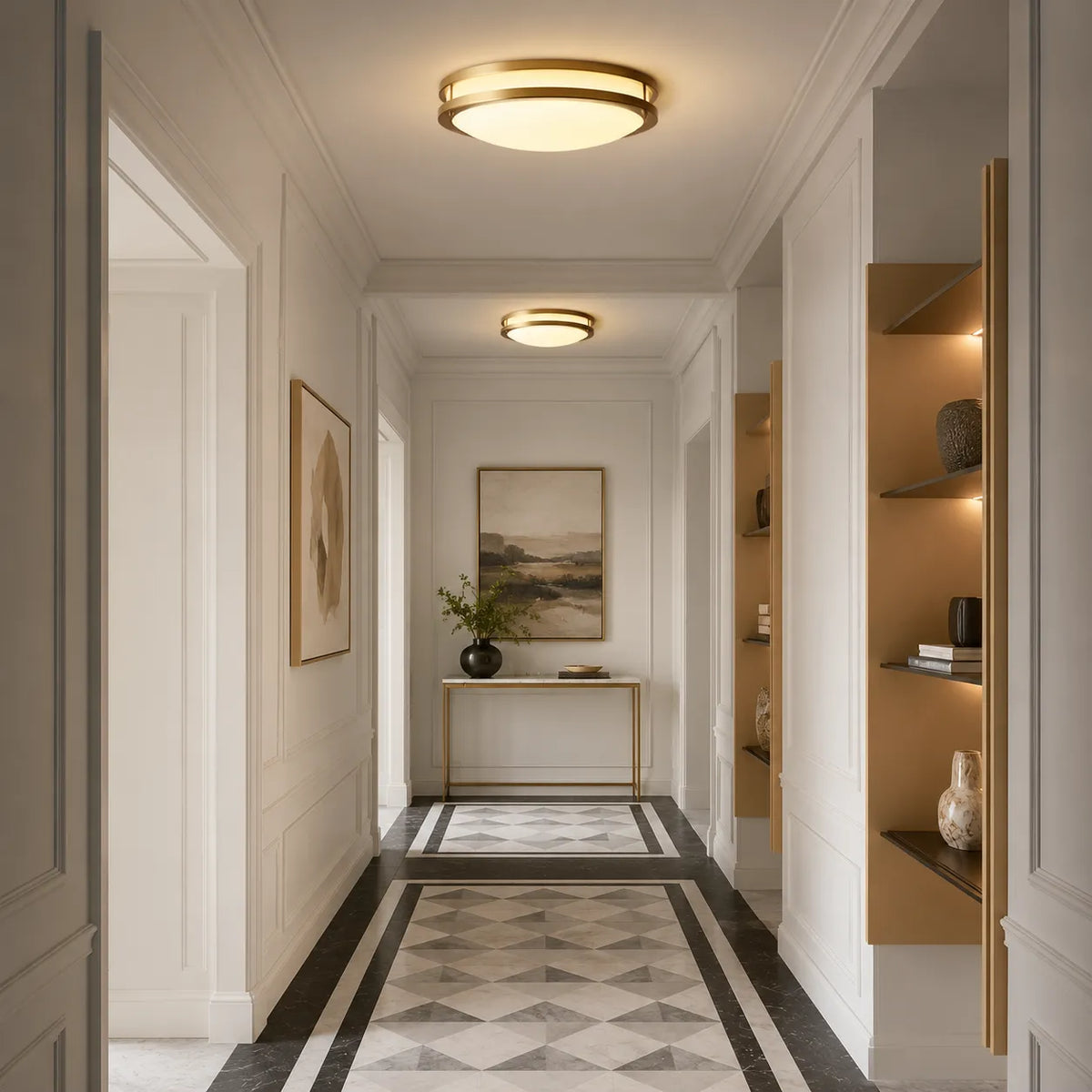 Moderne dimmbare LED-Deckenleuchte „Nessa“ mit Glasschale und bündiger Montage