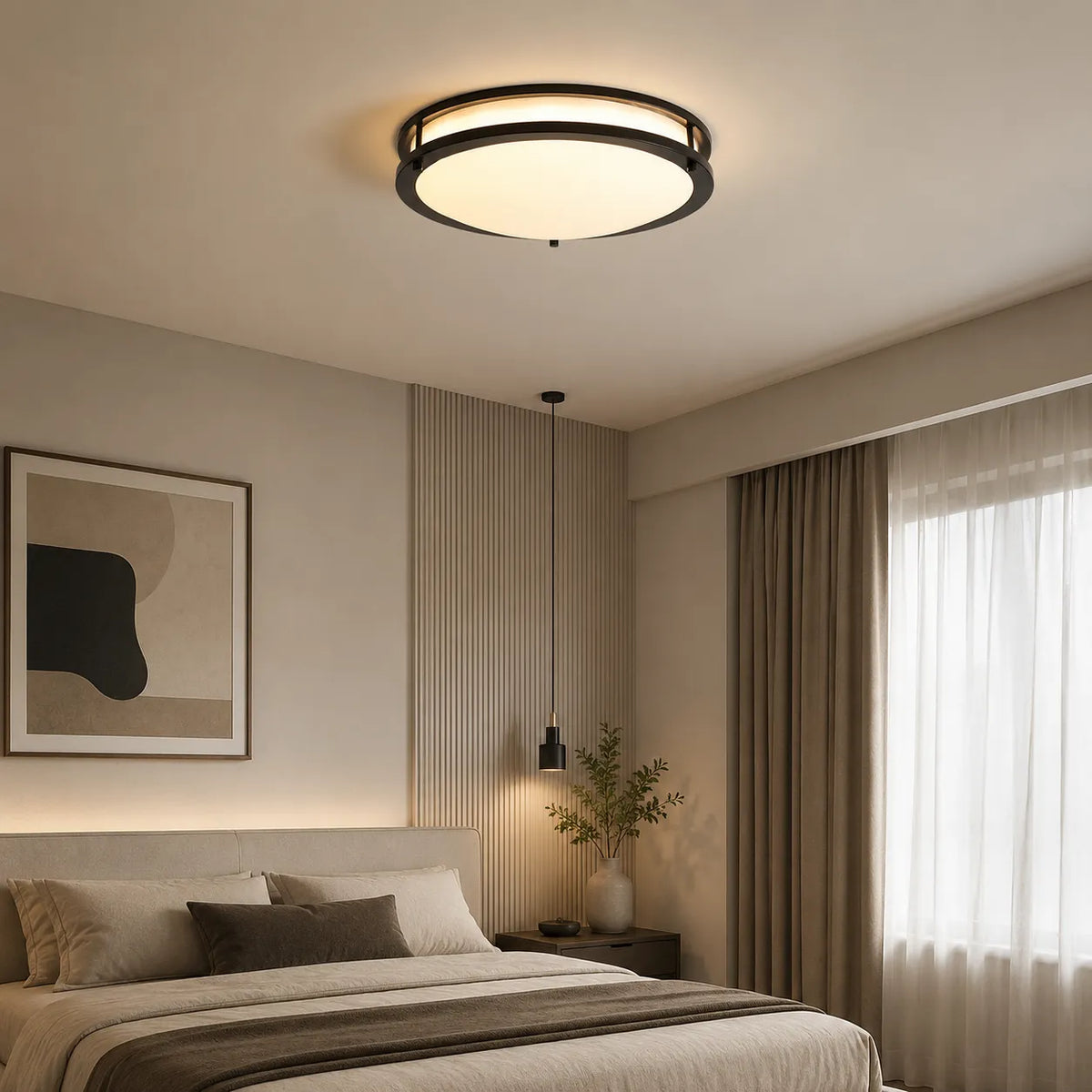 Moderne dimmbare LED-Deckenleuchte „Nessa“ mit Glasschale und bündiger Montage