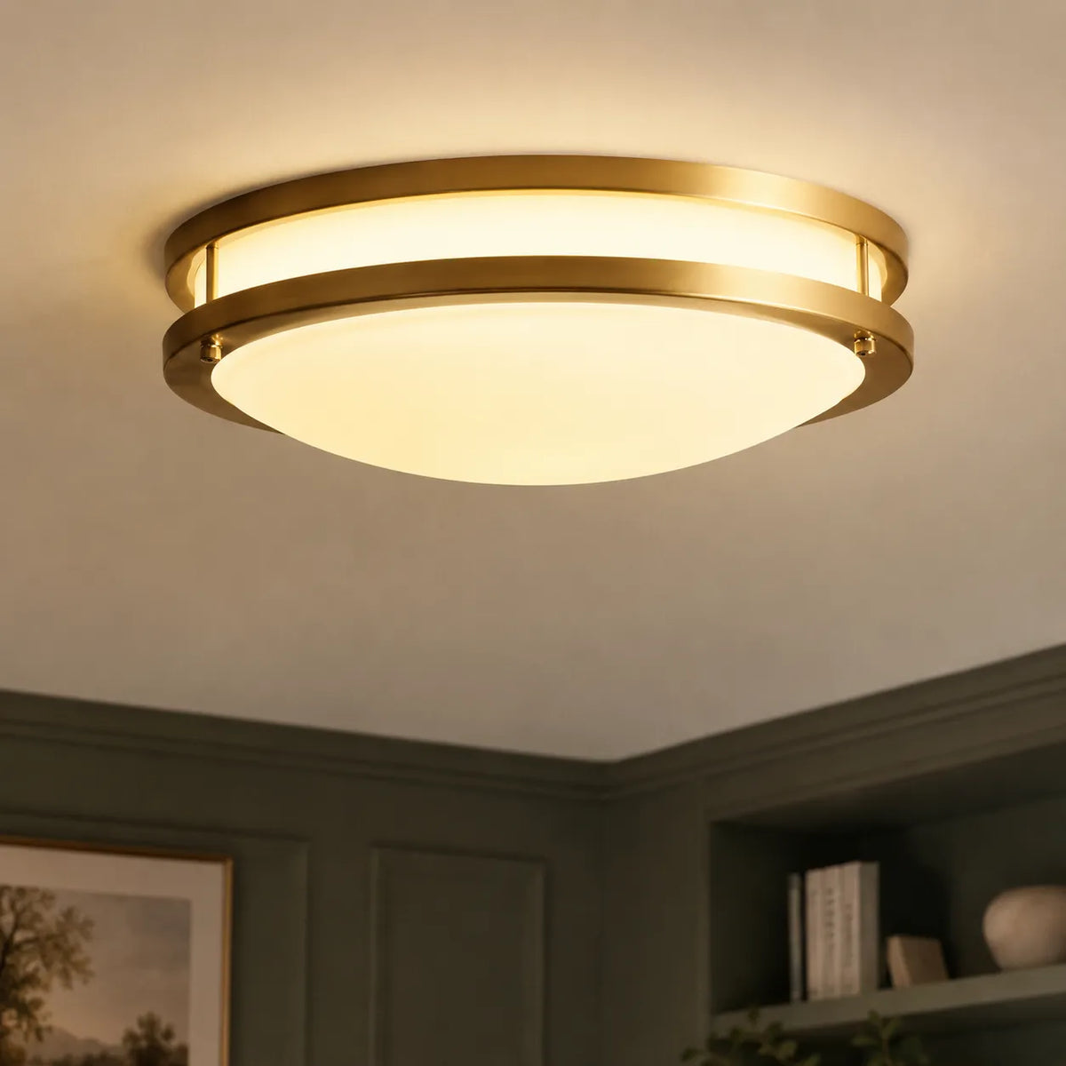 Moderne dimmbare LED-Deckenleuchte „Nessa“ mit Glasschale und bündiger Montage