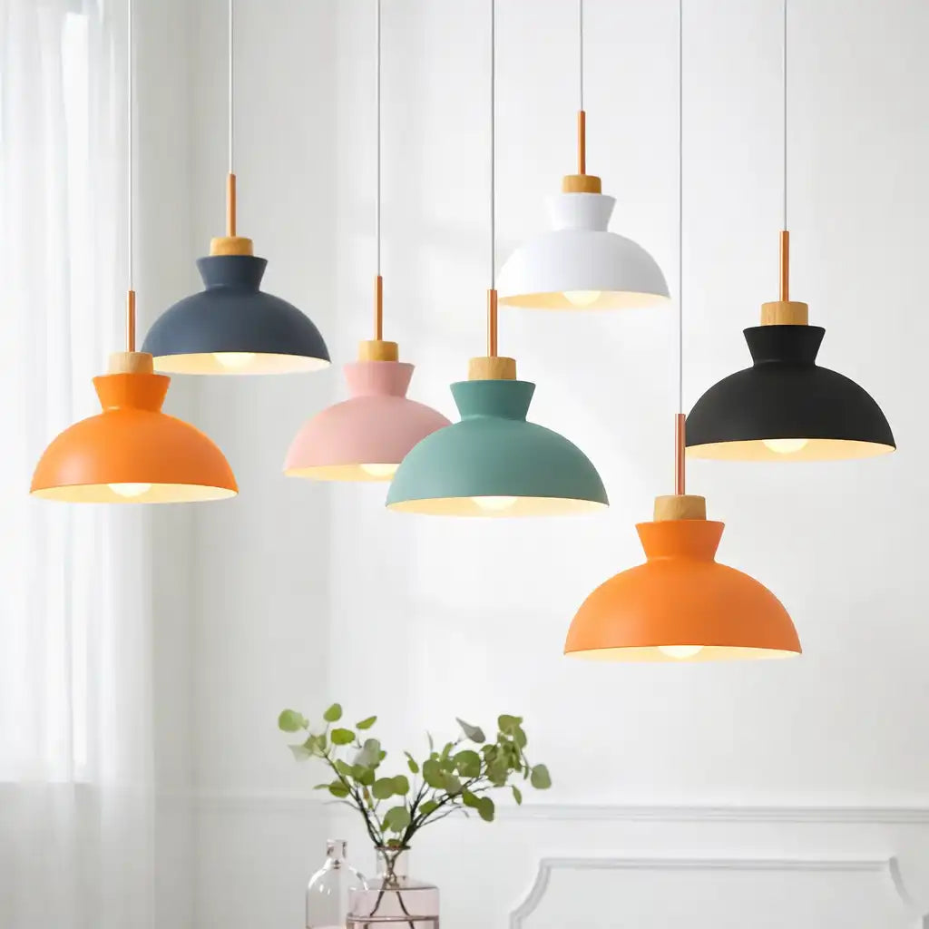 Pendant Light with Adjustable Dome Shade and Dimmable Compatibility