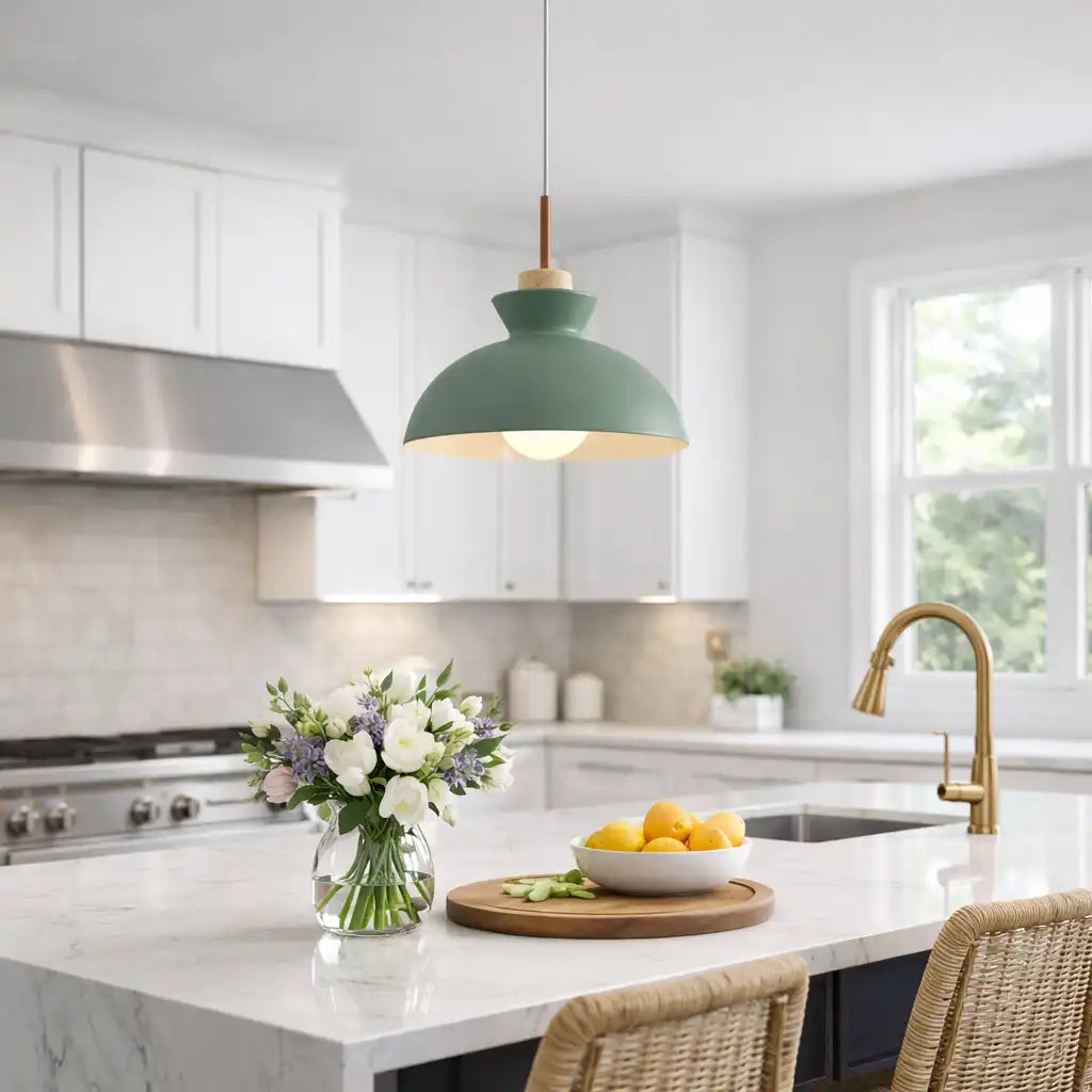 Pendant Light with Adjustable Dome Shade and Dimmable Compatibility