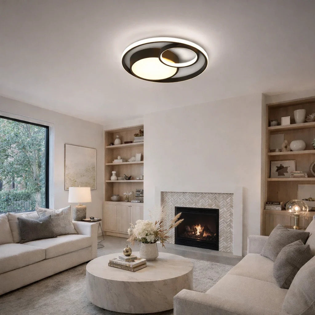 Plafonnier LED à double anneau, pour chambre, couloir et cuisine