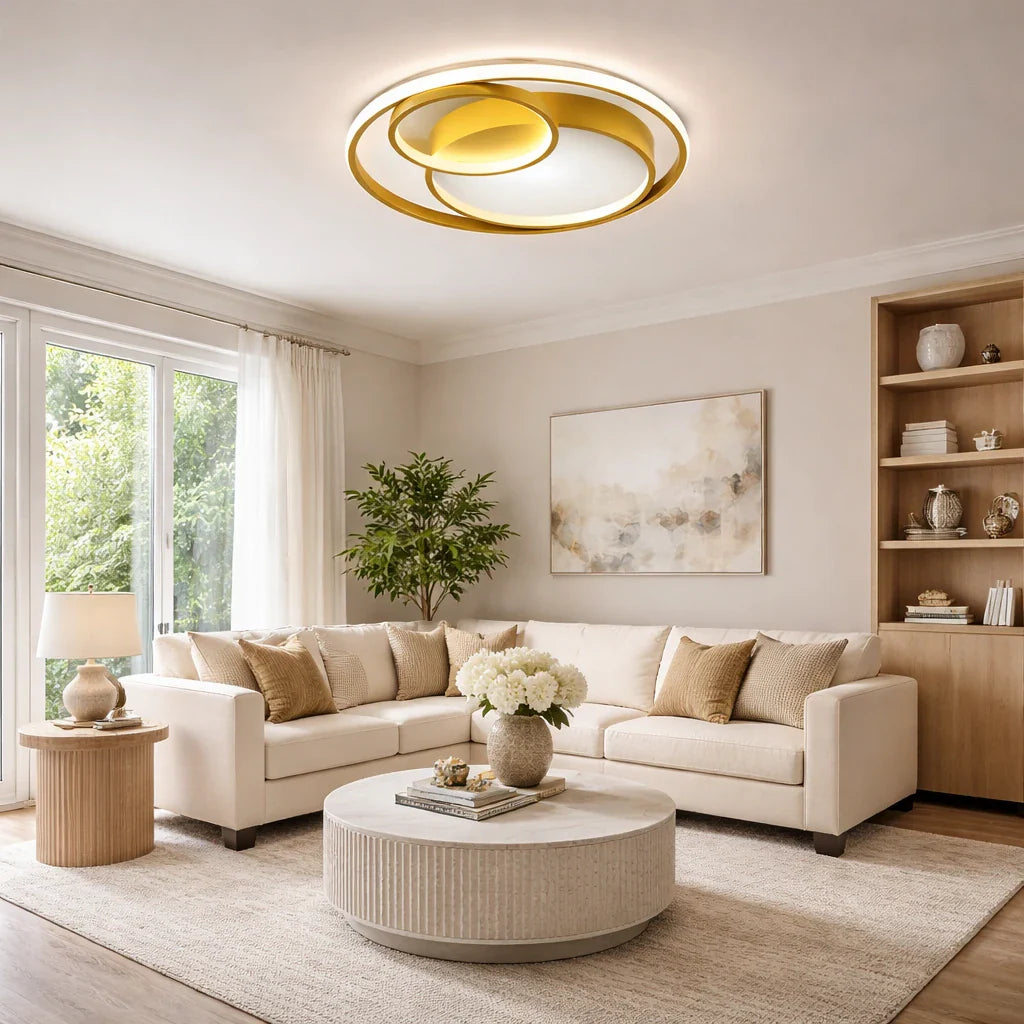 LED Oyster Light with Double Ring Design Flush Mount Ceiling Light for Bedroom Hallway Kitchen