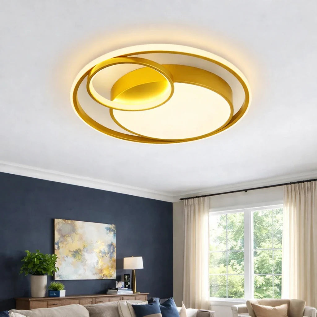 LED Oyster Light with Double Ring Design Flush Mount Ceiling Light for Bedroom Hallway Kitchen