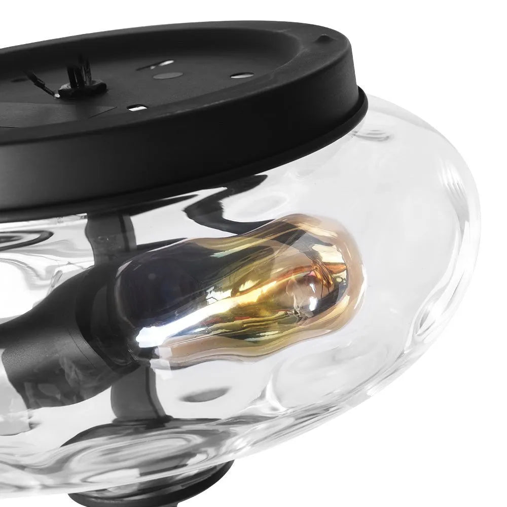 Deckenleuchte mit Glasschale in Wasseroptik und 2 Leuchten für Küchen und Schlafzimmer