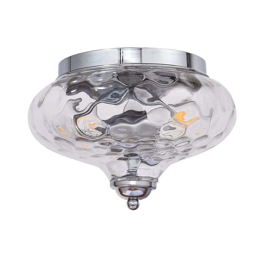 Oyster Light with Water Glass Bowl 2-Light Flush Mount Ceiling Light for Kitchens Bedrooms