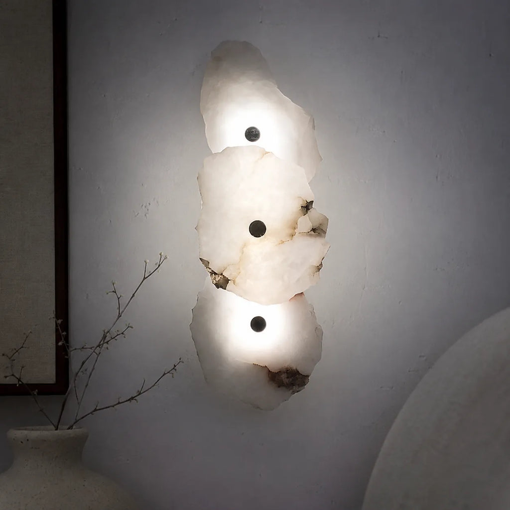 Wall Sconce Lighting with Marble Sculptural Design and Adjustable Head Configuration