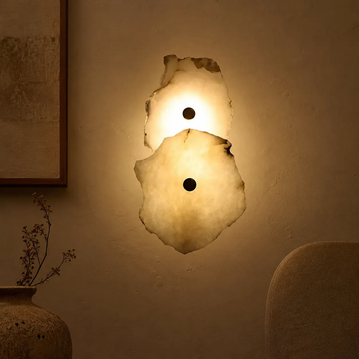 Wall Sconce Lighting with Marble Sculptural Design and Adjustable Head Configuration